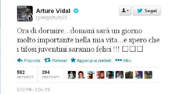 Vidal oggi rinnova con la Juventus: "Spero i tifosi siano felici"