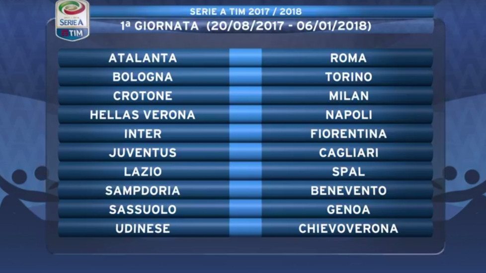 calendario Serie A 2017-2018 juventus