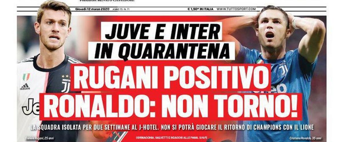 rugani coronavirus juve inter champions