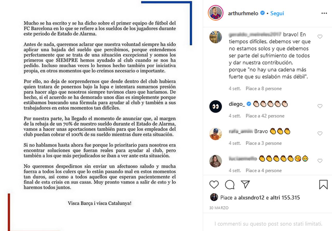 arthur comunicato instagram