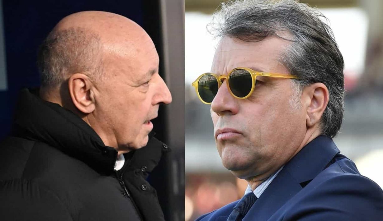 Il direttore sportivo dell'Inter Beppe Marotta e quello della Juve Cristiano Giuntoli - Foto ANSA - Jmania.it