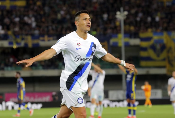 Alexis Sanchez a segno con la maglia dell'Inter - Foto Lapresse - Jmania.it