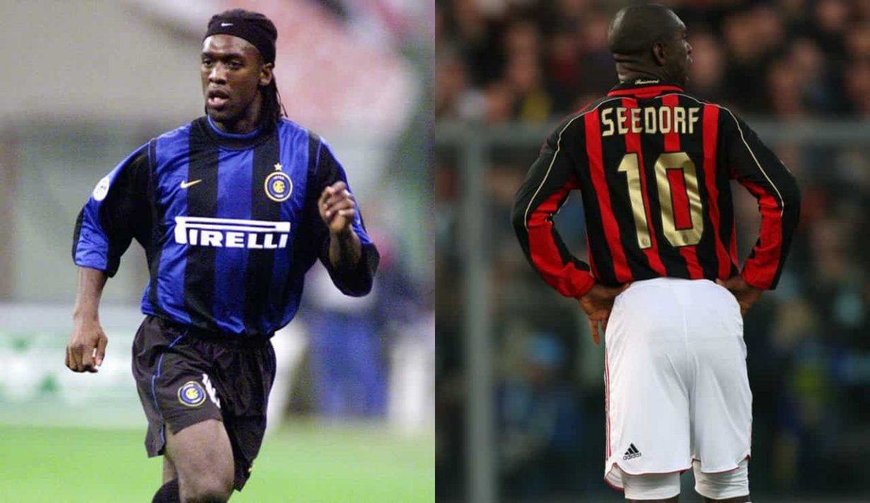 Clarence Seedorf in campo con la maglia dell'Inter e del Milan - Foto Lapresse - Jmania.it