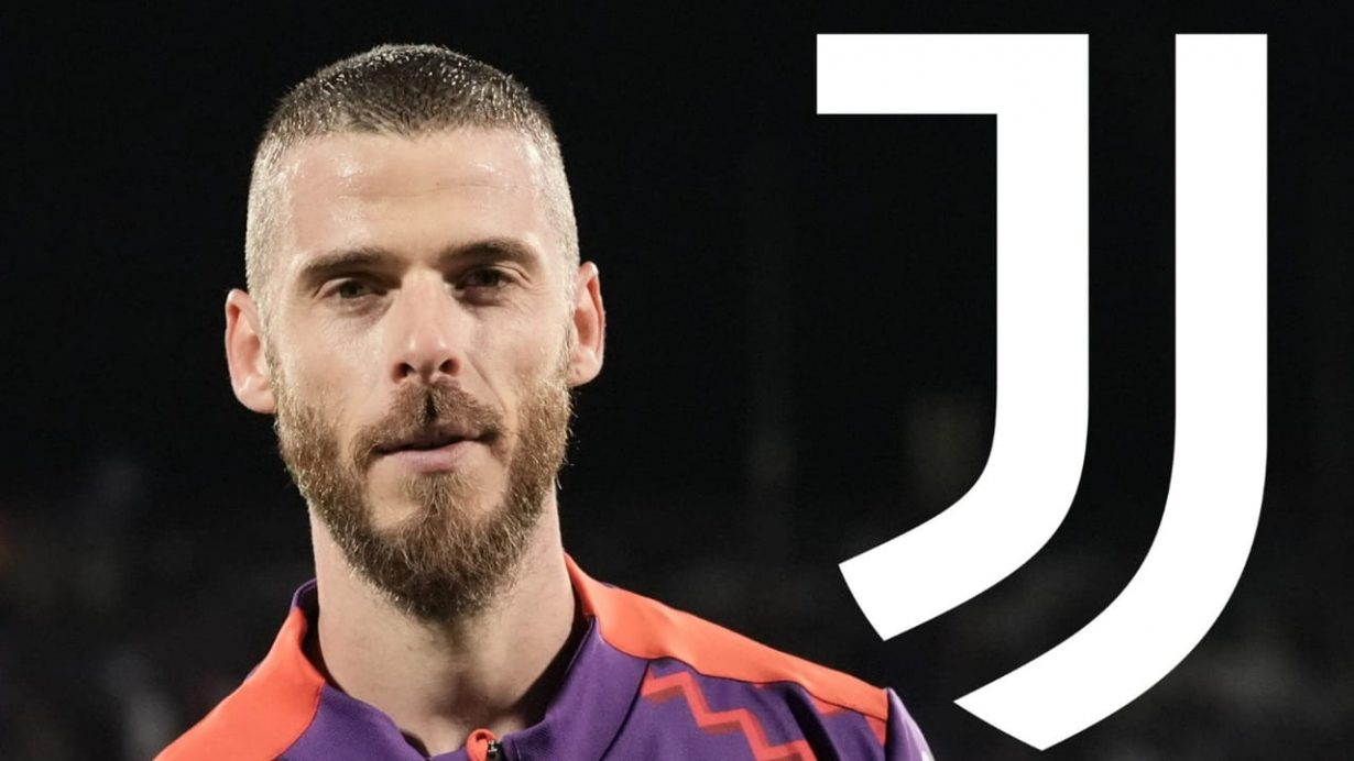 De Gea e il logo della Juventus - Foto Lapresse - Jmania